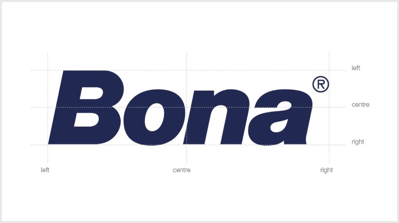 A blue and white logo of bona.